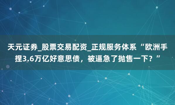天元证券_股票交易配资_正规服务体系 “欧洲手捏3.6万亿好意思债，被逼急了抛售一下？”